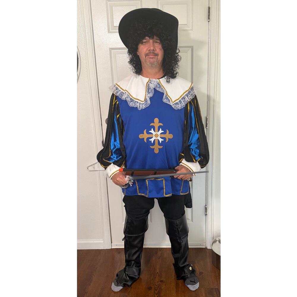 Musketeer Costume Hat, Wig, and Boot covers